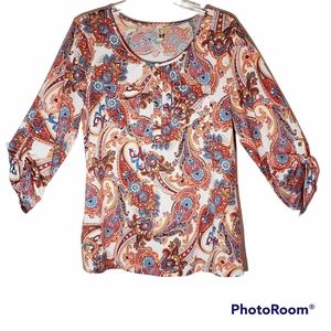 Perception Concept XL bright paisley print pullover blouse. 275